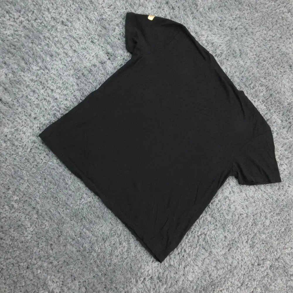 True Religion Shirt Mens Large Black Gold Foil Horseshoe Logo Graphic Cotton